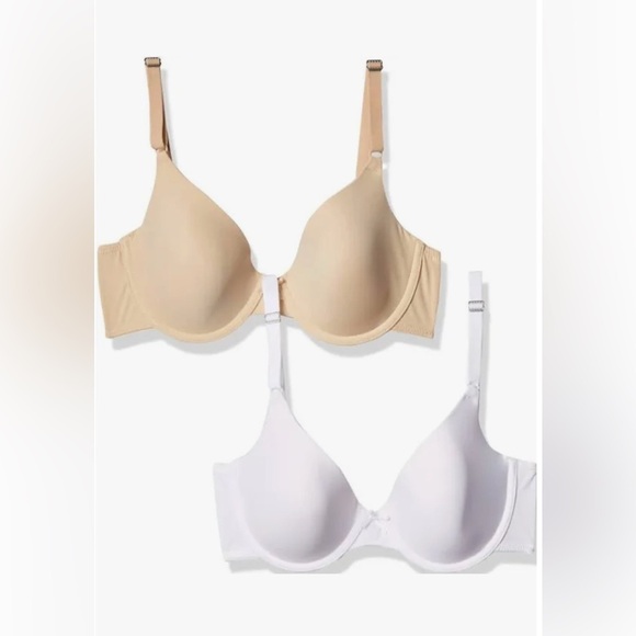 2 MAIDENFORM SELF EXPRESSIONS T-SHIRT BRAS WHITE TAN 36DD - Picture 1 of 11